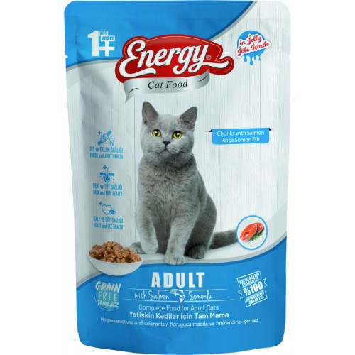 Energy Somonlu Etli Kedi Maması Jöleli 85 gr x 12 Adet