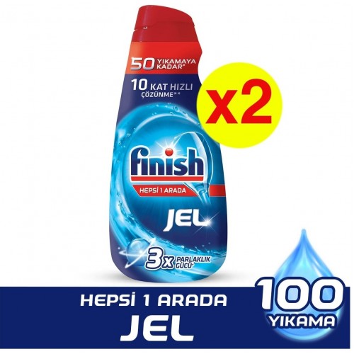 Finish Bulaşık Makinesi Deterjanı Hepsi 1 Arada Jel 1000 ml x 2 Adet