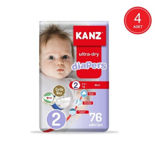 Kanz Bebek Bezi Mega Paket Mini 2 No 76 lı x 4 Adet