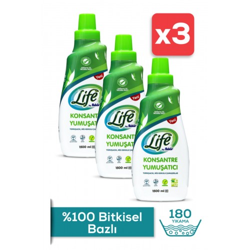 Life By Fakir Bitkisel Bazlı Çamaşır Yumuşatıcısı 1500 ml x 3 Adet