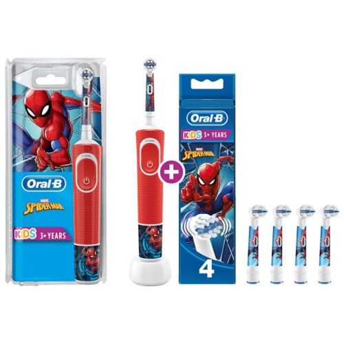 Oral-B D100 Şarjlı Diş Fırçası Spiderman +Yedek Başlık Spiderman 4 lü