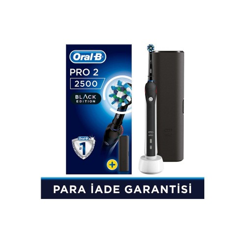 Oral-B Pro 2500 Şarjlı Diş Fırçası Cross Action Siyah + Seyahat Kabı