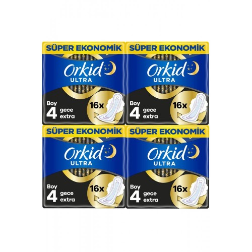 Orkid Ultra Gece Extra Hijyenik Ped 16 lı x 4 Adet