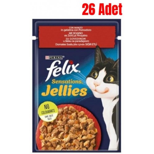 Felix Sensation Sığır Ve Domatesli Kedi Yaş Mama 85 gr X 26 Adet