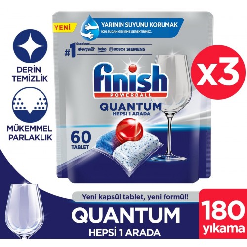 Finish Quantum Hepsi Bir Arada Bulaşık Deterjanı 60 Tablet x 3 Adet