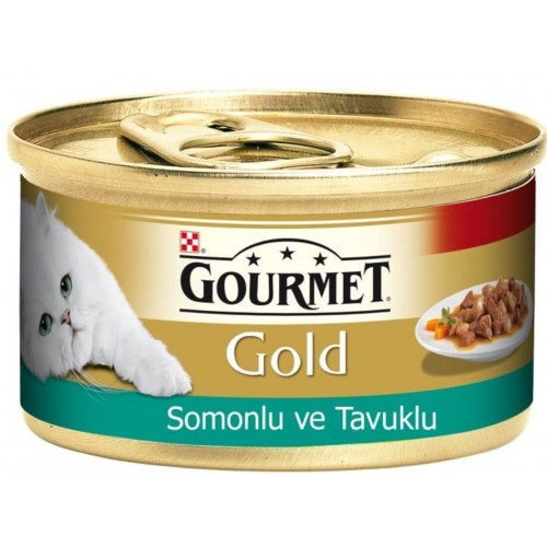 Purina Gourmet Gold Parça Etli Somonlu ve Tavuklu Yaş Kedi Maması 85gr