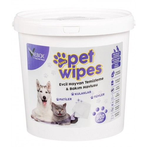 Vebox Easy Pet Wipes Evcil Hayvan Temizleme ve Bakım Havlusu 300 Adet