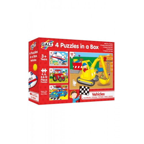 Galt 4 Puzzles in a Box Vehicles 3 Yaş+