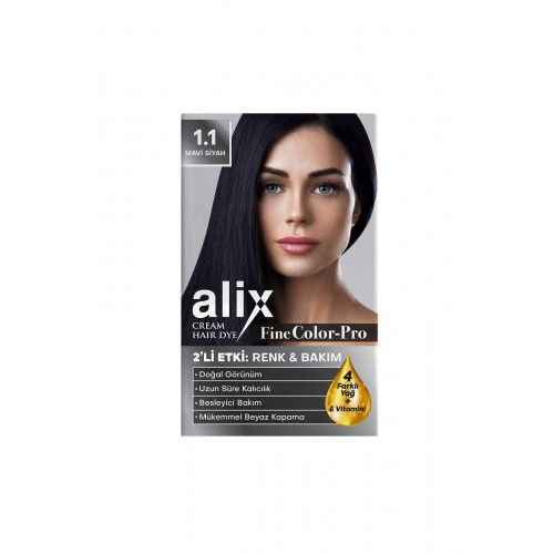 Alix Kit Saç Boyası 1.1 Mavi Siyah 50 ml