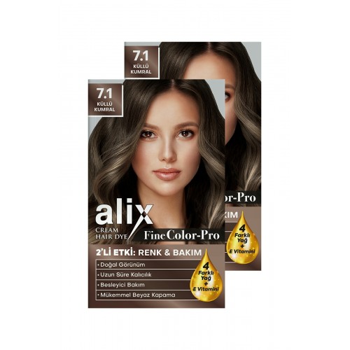 Alix Kit Saç Boyası 7.1 Küllü Kumral 50 ml x2 Adet