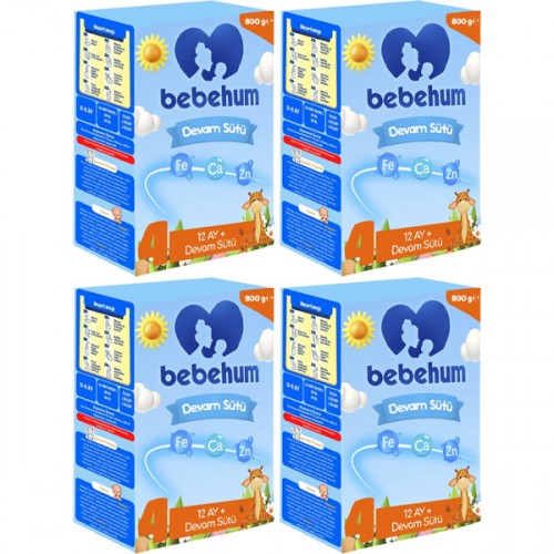 Bebehum 4 No Devam Sütü 12 Ay+ 800 gr x 4 Adet