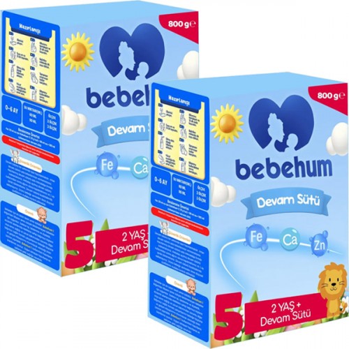 Bebehum 5 No Devam Sütü 2 Yaş+ 800 gr x 2 Adet