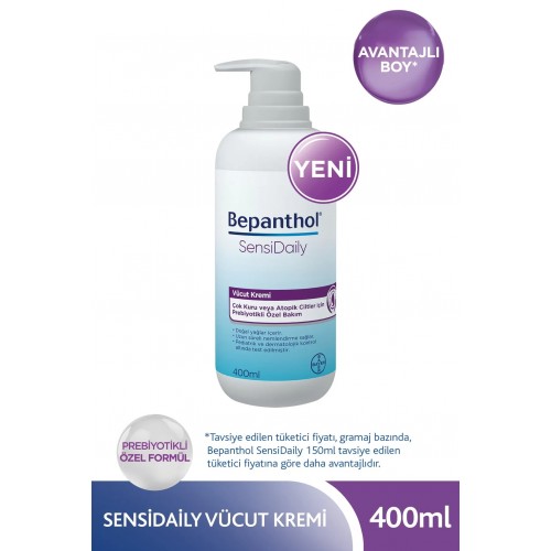 Bepanthol Sensidaily Pompalı Vücut Kremi Kuru ve Atopik Cilt 400 ml