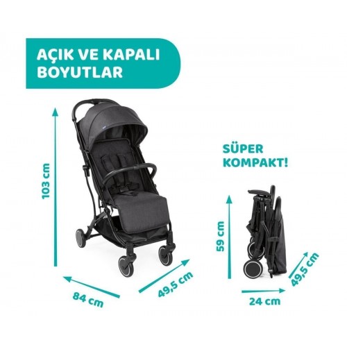 Chicco Trolleyme Stone Bebek Arabası - Siyah