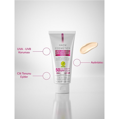 Haem Cosmetics Leke Karşıtı Yüksek Korumalı Güneş Kremi 50 ml