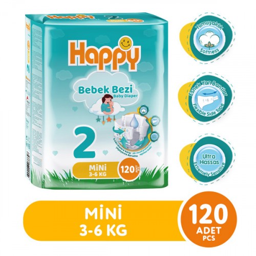 Happy Bebek Bezi Mini 2 No 60 lı x 2 Adet