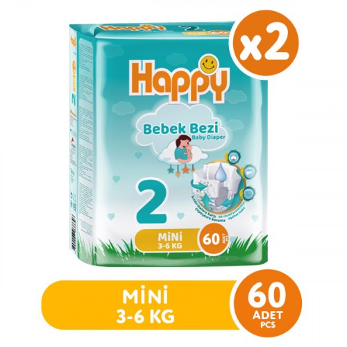 Happy Bebek Bezi Mini 2 No 60 lı x 2 Adet