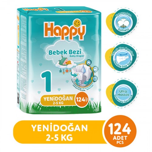 Happy Bebek Bezi Yenidoğan 1 No 62 li x 2 Adet