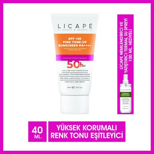 Licape Pembe Güneş Kremi 40 ml (Nemlendirici Termal Su Sprey Hediye)