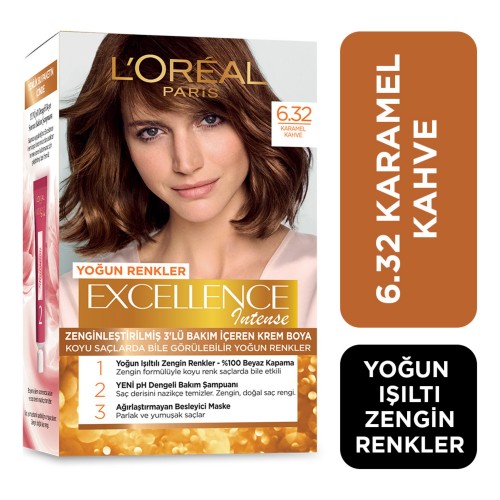 Loreal Paris Excellence Intense 6.32 Karamel Kahve Saç Boyası x 2 Adet