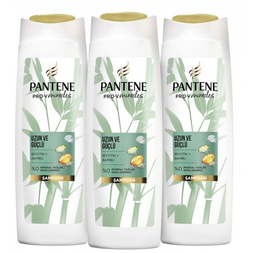 Pantene Uzun ve Güçlü Saçlar Bambu ve Biyotin Şampuan 400 ml x 3 Adet