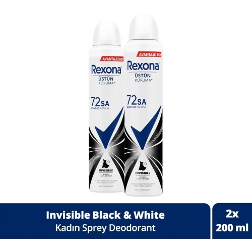 Rexona Invisible Black + White Women Deodorant 200 ml x 2 Adet