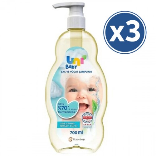 Uni Baby Saç ve Vücut Şampuanı 700 ml x 3 Adet