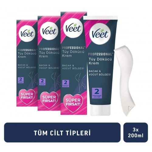 Veet Professional Promo Tüm Ciltler Tüy Dökücü Krem 200 ml x 3 Adet