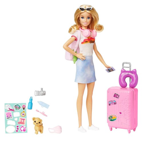 Barbie Seyahatte Bebeği ve Aksesuarları HJY18