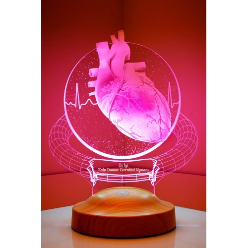 Cerrah Hediyesi,Kalp Damar Cerrahisi Kardiyoloji 3 Boyutlu Led Lamba
