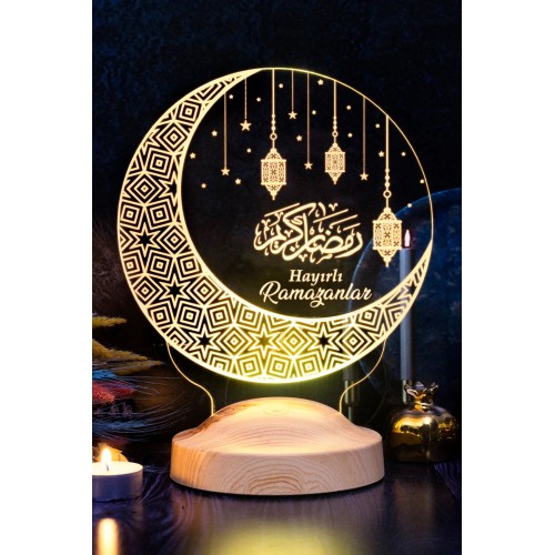 Hayırlı Ramazanlar Hilal & Kandil Tasarımlı Hediye Led Gece Lambası