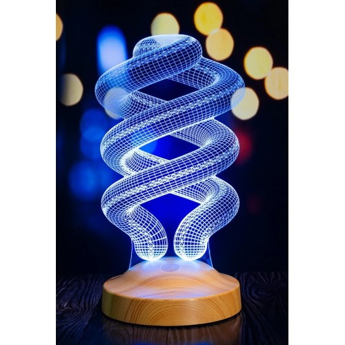 Spiral Şeklinde Gece Lambası, Helezon 3D Led Lamba