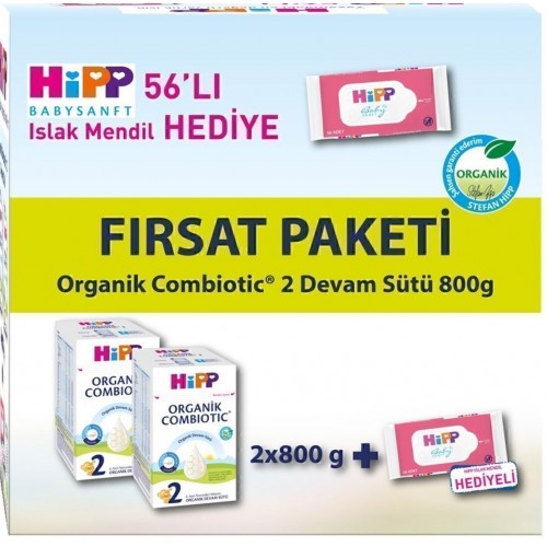 Hipp 2 Organik Devam Sütü Combiotic 800gr x2 Adet(Islak Mendil Hediye)