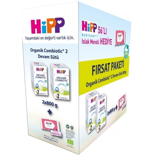 Hipp 2 Organik Devam Sütü Combiotic 800gr x2 Adet(Islak Mendil Hediye)