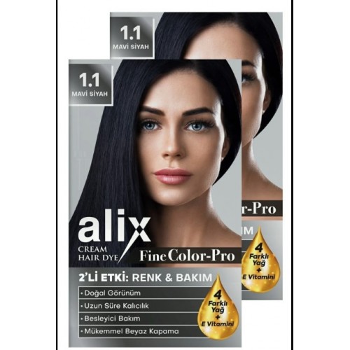 Alix Kit Saç Boyası 1.1 Mavi Siyah 50 ml x 2 Adet