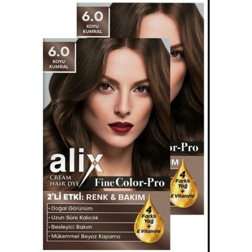 Alix Kit Saç Boyası 6.0 Koyu Kumral 50 ml x 2 Adet