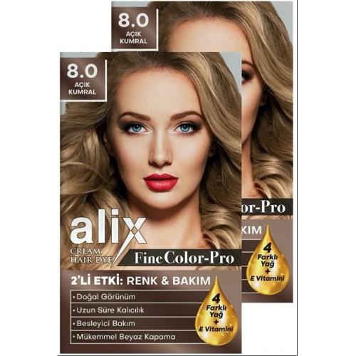 Alix Kit Saç Boyası 8.0 Açık Kumral 50 ml x 2 Adet