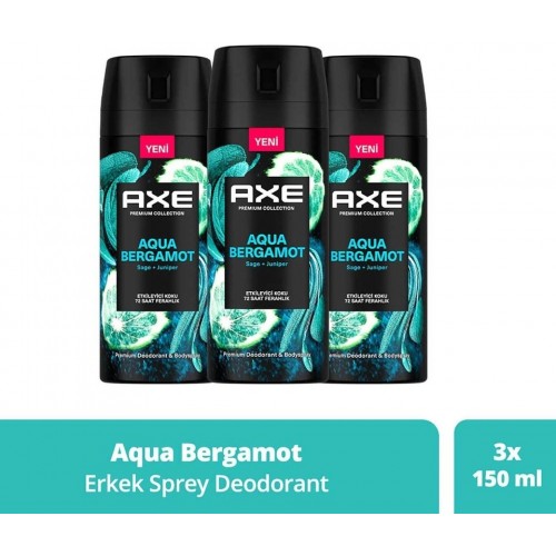 Axe Erkek Deodorant Spray Aqua Bergamot 150 ml x 3 Adet