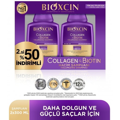 Bioxcin Collagen & Biotin Ekstra Dolgunlaştırıcı Şampuan 300 mlx2 Adet