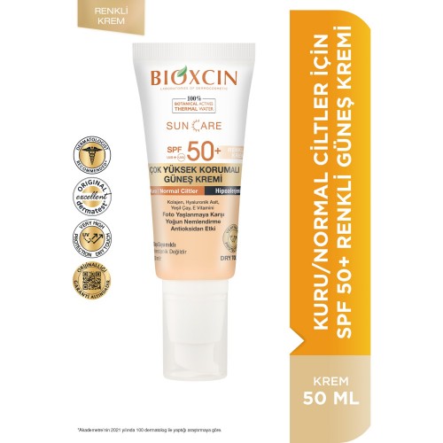 Bioxcin Sun Care Kuru-Normal Ciltler Renkli Güneş Kremi Spf 50+ 50 ml