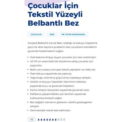 Canped Belbantlı Extra Küçük Hasta Bezi 30 lu x 2 Adet