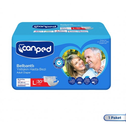 Canped Belbantlı Tekstil Yüzeyli Hasta Bezi Büyük Boy Large 30 lu