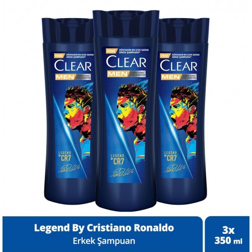 Clear Men Kepeğe Karşı Etkili Şampuan Legend By CR7 350 ml x 3 Adet