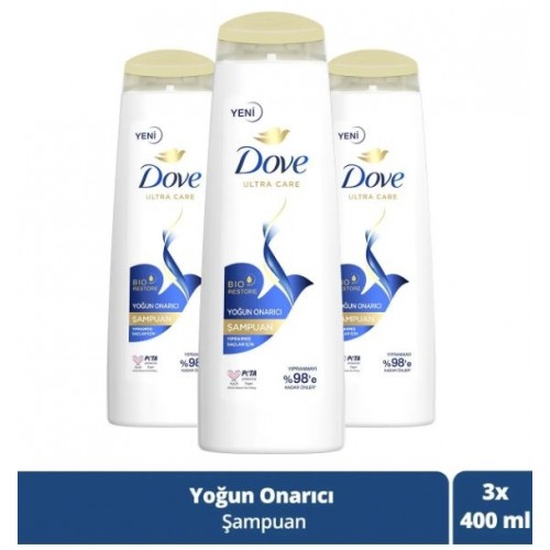 Dove Yoğun Onarıcı Yıpranmış Saçlar İçin Şampuan 400 ml x 3 Adet