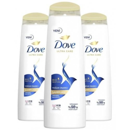 Dove Yoğun Onarıcı Yıpranmış Saçlar İçin Şampuan 400 ml x 3 Adet