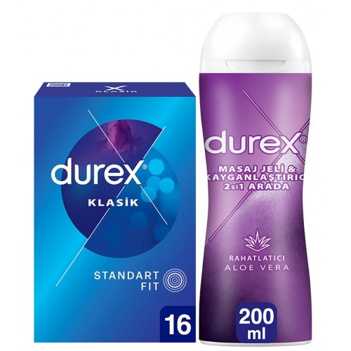 Durex Klasik 16 lı ve Aloe Vera Kayganlaştırıcı Masaj Jeli 200 ml