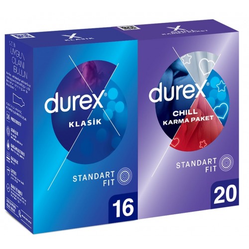 Durex Klasik Kondom 16 lı ve Durex Chill Karma Prezervatif 20 li