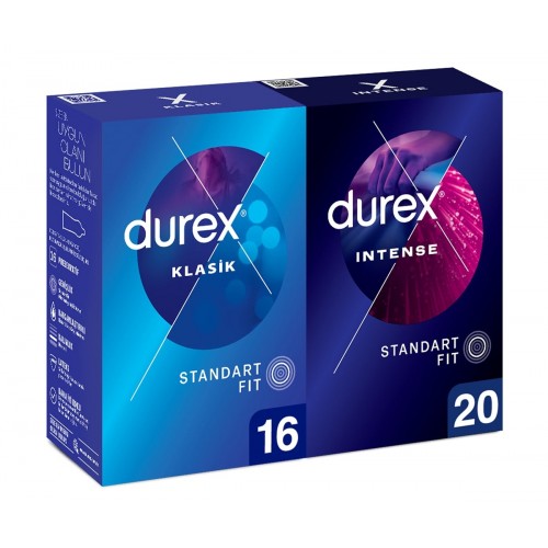 Durex Klasik Kondom 16 lı ve Durex Intense Uyarıcı Prezervatif 20 li