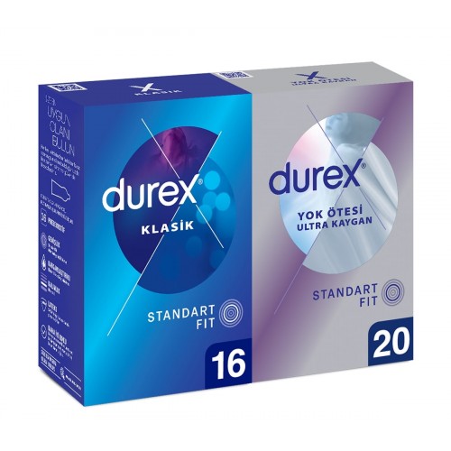 Durex Klasik Kondom 16 lı ve Durex Yok Ötesi Ultra Kaygan 20 li