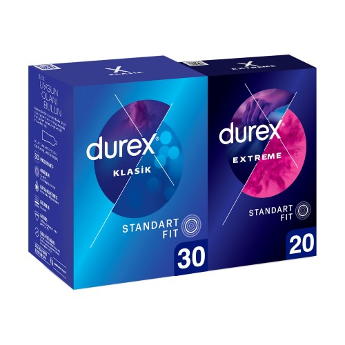 Durex Klasik Kondom 30 lu ve Extreme Prezervatif 20 li